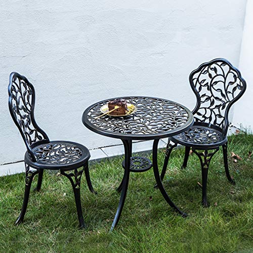 CGBF-Set Bistrot da Esterno,Set per Terrazza da Giardino in Alluminio Pressofuso,2 Sedie e Tavolo