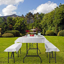 Relaxdays Tovaglie per Tavoli e Panche da Birreria in Set da 3, Misure LxP 100 x 250 cm, 2 Copri Panca, Lavabili, Bianco