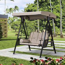 Purple leaf Garden Patio - Sedia a dondolo da giardino a 2 posti, con baldacchino, struttura in acciaio, cuscini e cuscini, colore: Beige