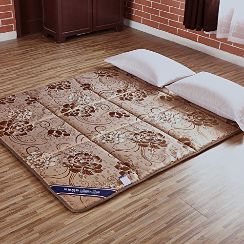 Nileco Materasso Topper Regina, Lavabile Coprimaterasso Trapuntato Estate Materasso Futon Morbido Freddo Tatami Tappetino Sottile Tappetino di Raffreddamento del Ghiaccio-Marrone Chiaro King