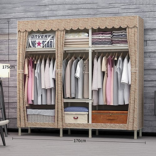 Guardaroba pieghevole Mmm& Armadio Armadi in Tessuto Doppio Armadio Rinforzato con Struttura in Acciaio Semplice e Moderno (Colore : #4)
