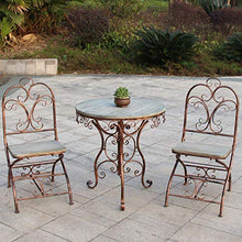 3 pezzidi tavolo da giardino da esterno e combinazione di sedie da cortile tavolo esedia da negoziazione per il tempo libero retrò,set di mobili da taverna da terrazza con struttura in metallo e pia