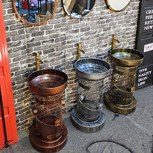 ZTGL Cilindrico Mobile da Bagno con Lavabo, Ferro Battuto Stile Industriale Mobile Bagno, Salvaspazio,Argento,with Mirror
