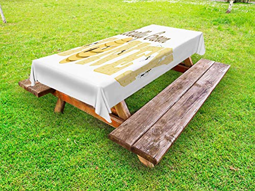 ABAKUHAUS Ape Tovaglia da Esterno, Produzione Locale Calligrafia, Tovaglia da Picnic Lavabile Decorativa, 145 cm x 210 cm, Scuro Cacao Senape