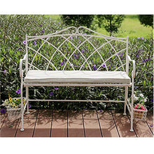 2 posti Panca da giardino da esterno Posti a sedere in terrazza，Retro decorazione del cortile in ferro battuto Panchine del parco,Panca in metallo con schienale e struttura portaoggetti