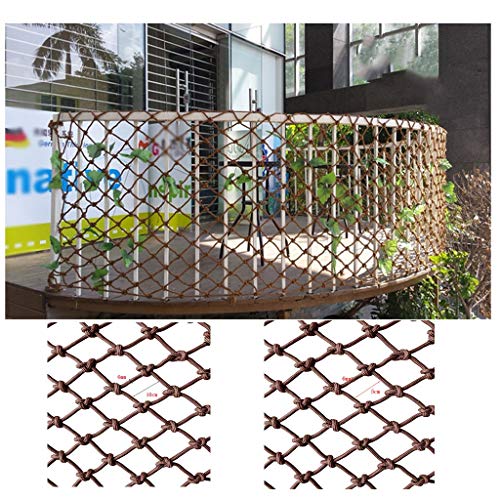 ZGQSW Rete di Corda Marrone, Rete di Sicurezza Esterna Rete di Protezione Anticaduta Rete da Giardino Adatta for Abbellimento Balcone Decorativo Ringhiera Scala Amaca Arrampicata Tessitura Isolamento