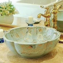 WEHOLY Lavabo Resina Pietra Naturale Ovale Incasso Farfalla Fiore in Ceramica Lavabo da appoggio Piccolo in Ceramica Artigianale 42cm