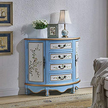 ZzheHou Cassettiera Ingresso Multi-cassetto Retro Pittura Gabinetto Two Door Camera Governo di Immagazzinaggio Robusto Durevole Semplice E Grazioso (Color : Blue, Size : 99x38x90cm)