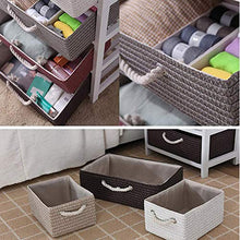 Vimini Archiviazione Comodino da Letto,Legno Comodino con Rattan Cesti per Camera da Letto,Robusto Tavolino da Divano 3-Livello per Soggiorno Camera A 40x30x60cm(16x12x24in)