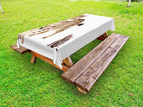 ABAKUHAUS Gatto e Topo Tovaglia da Esterno, Scottish Rat Dritto, Tovaglia da Picnic Lavabile Decorativa, 145 cm x 210 cm, Dimgray Tan Bianco