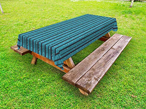 ABAKUHAUS Natura Tovaglia da Esterno, Macchie Irregolari e Trunks, Tovaglia da Picnic Lavabile Decorativa, 145 cm x 210 cm, Mare Blu Scuro Blu Grigio