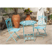 LBYMYB Tavolo da Esterno in Ferro Battuto E Combinazione di Tre Sedie in Ferro Battuto in Ferro Battuto per Il Tempo Libero Creativo per Il Tempo Libero tavolino da caffè (Color : Blue)