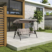 Purple leaf Garden Patio3 - Sedia a dondolo da giardino, con baldacchino, struttura in acciaio, cuscino e cuscino, colore: Beige