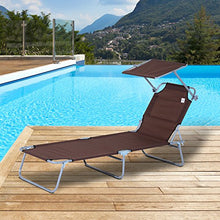 Outsunny Lettino Prendisole da Giardino, Sdraio Pieghevole e Regolabile con Tettuccio in Tessuto Marrone, 187x58x50cm
