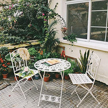 household items Set 3 mobili da Giardino da Giardino, Tavolo e sedie in Ferro battuto da taverna Pieghevole da Esterno, 2 poltrone e 1 Tavolo in Metallo per Cortile/Prato/Piscina sul Retro