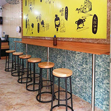 Sedia ufficio,Sgabello da bar rotondo in legno massello con piedini alti neri, (seduta 75 cm, 30 pollici), cuscino in legno massello con struttura in ferro, utilizzato per ristoranti, bar, caffè, re