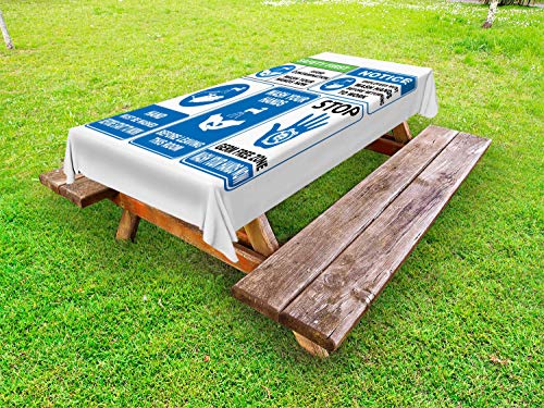 ABAKUHAUS Regole da Bagno Tovaglia da Esterno, Lavarsi Le Mani Segno, Tovaglia da Picnic Lavabile Decorativa, 145 cm x 210 cm, Blue Sea Lime Green