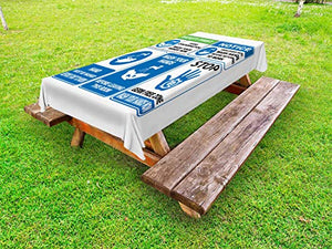 ABAKUHAUS Regole da Bagno Tovaglia da Esterno, Lavarsi Le Mani Segno, Tovaglia da Picnic Lavabile Decorativa, 145 cm x 265 cm, Blue Sea Lime Green