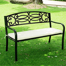 Panca da giardino da esterno con terrazza da 50 pollici, Con braccioli e schienale Sedia portico con struttura in acciaio ghisa, Mobili di coperta per la decorazione del patio, carico 800 libbre