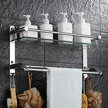 Great Coat Ganci, Mensole bagno 2-Livello in acciaio inox cosmetici Mensola e 7 mm di spessore vetro temperato mensola del bagno Sospensione Telaio con 3 ganci e 5 ganci del telaio Tieni la grande vit