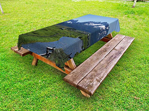 ABAKUHAUS Idaho Tovaglia da Esterno, Lower Stanley Prato Foto, Tovaglia da Picnic Lavabile Decorativa, 145 cm x 210 cm, Emerald e Dark Slate Blu