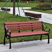 Panche da giardino panche da esterno,Anticorrosivo panchina di legno di plastica ,Sedile per balcone casual con schienale e braccioli cornice metallica Seduta a doghe da esterno,Per prato / ingresso