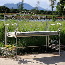 Sgabello da 51,5 pollici panchina da giardino vecchia panchina retro-made, sedute casual da cortile panca in metallo a due posti, sedia da esterno antiruggine e resistente alle intemperie mobili da