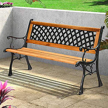 Panchine da giardino panchine da esterno per il tempo libero, struttura in ghisa e panchine da terrazza resistenti alle intemperie in legno massello anticorrosivo, panca da 2-3 posti con schienale e