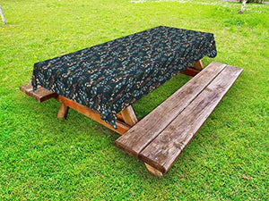 ABAKUHAUS Floreale Tovaglia da Esterno, Giardino Selvatico Fiori, Tovaglia da Picnic Lavabile Decorativa, 145 cm x 265 cm, Blu Grigio Multicolore