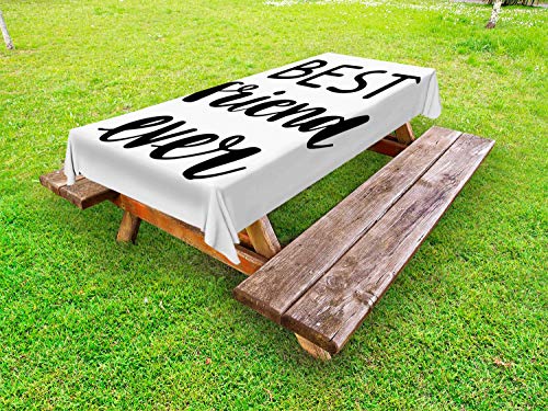 ABAKUHAUS Migliore Amico Tovaglia da Esterno, Monochrome Affetto, Tovaglia da Picnic Lavabile Decorativa, 145 cm x 305 cm, Charcoal Grey And White