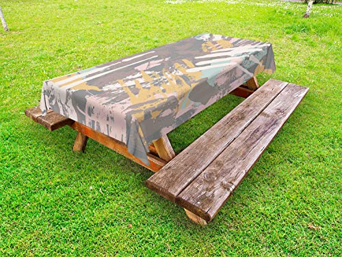 ABAKUHAUS Carbone Tovaglia da Esterno, Schizzi e Macchie, Tovaglia da Picnic Lavabile Decorativa, 145 cm x 265 cm, Multicolore