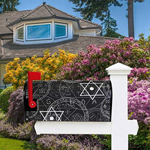 Mystic Geometrico Occult Symbols Pentacles Black Mailbox Copre Magnetico Grande Postale Casella Involucri Giardino Cortile Decorazione Casa Oversize Dimensioni 64,8 x 53,3 cm