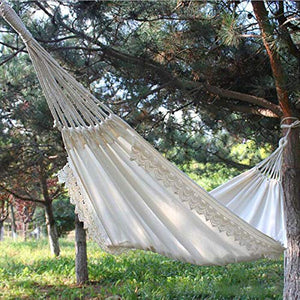 Naliovker Outdoor Camping Hammock Swing Sedia Sospesa Portatile Pure White Romantic Lace per Viaggi Escursionismo Giardino Sleeping Swing Amaca Portatile
