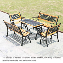 outdoor furniture Panchina da Esterno in Ferro battuto, Panca da Giardino con Schienale e braccioli, Seduta da Esterno a 3 posti in Legno massello anticorrosivo, Adatta a parchi e verande
