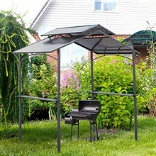 Outsunny Gazebo da Giardino per Barbecue, Doppio Tetto Anti-UV e Struttura in Acciaio con Mensole, 240x150x250cm, Nero
