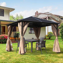 Outsunny Gazebo da Giardino con Tende Laterali 12 Picchetti Gancio per Lampada Alluminio, Poliestere, Acciaio 298x298cm Marrone e Nero