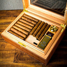 DZSF Legno di Cedro Cigar Humidor, casa portasigari in Pelle con Il Sigaro umidificatore, Doppio Strato Legno di Cedro Cigar Humidor,Marrone