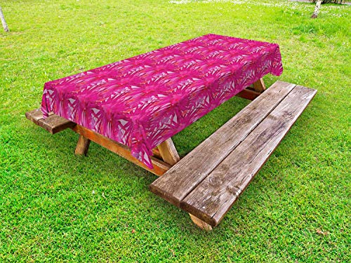 ABAKUHAUS Ibisco Tovaglia da Esterno, Tropical Magenta Monstera, Tovaglia da Picnic Lavabile Decorativa, 145 cm x 265 cm, Raspberry Baby Pink