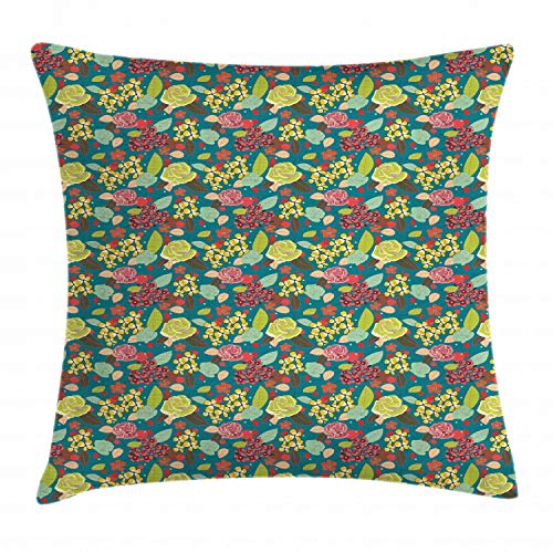 ABAKUHAUS Garden Art Federa Fodera Cuscino, Colorate Piante da aiuola, Copricuscino Quadrato Decorativo, 50 cm x 50 cm, Multicolore