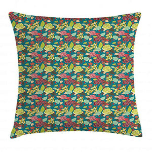 ABAKUHAUS Garden Art Federa Fodera Cuscino, Colorate Piante da aiuola, Copricuscino Quadrato Decorativo, 50 cm x 50 cm, Multicolore