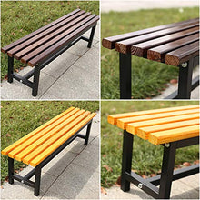 Panchina da giardino , Panca da terrazza 3 posti resistente alle intemperie senza schienale, Telaio in fusione di alluminio e legno massello anticorrosivo, Per Sgabello fasciatoio spogliatoio