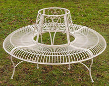 Panchina Giardino Albero panchina Giardino Ferro Bianco Crema Stile Antico 146cm