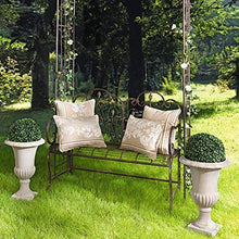 household products Panca Doppia per Esterni in ghisa, Poltrona da Giardino retrò intagliata Marrone Scuro, Panca in Ferro Sbiadito con Schienale e braccioli