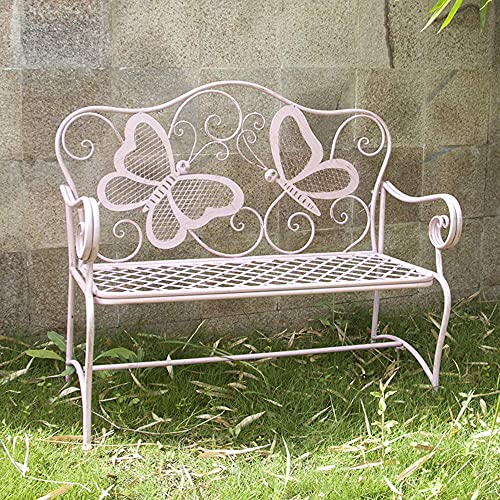 GaoF Panchina da Giardino per terrazza Panchine da Giardino per Il Tempo Libero all'aperto, Panca in ghisa Resistente alle intemperie con Schienale e braccioli, Panca da Cortile Decorativa Vintage-2
