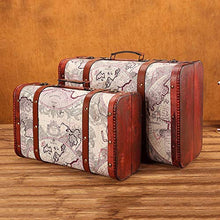 Valigia in Legno Vintage Antico Stile Vittoriano Tesoro Insieme di Due di Legno Cassa di Tronco Bagagli Tronco E Cassapanche Mappa del Modello per Armadio Camera da Letto