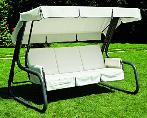 ARREDinITALY - Dondolo 4 posti con Struttura in Metallo e Cuscini - Struttura Antracite - 100% Made in Italy
