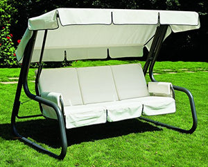 ARREDinITALY - Dondolo 4 posti con Struttura in Metallo e Cuscini - Struttura Antracite - 100% Made in Italy