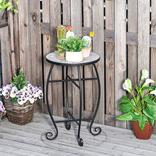 Outsunny Tavolino da Giardino, Tavolo da Esterno in Metallo Nero e Ceramica, Verde e Arancione Ф36 x 58cm