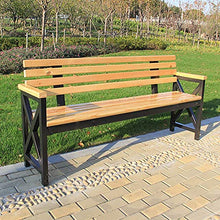 Panchine per terrazze da giardino, panchine per il tempo libero, sedili per esterni in legno massello per 2-3 persone, sedia da veranda resistente alle intemperie, salotto da cortile in metallo con