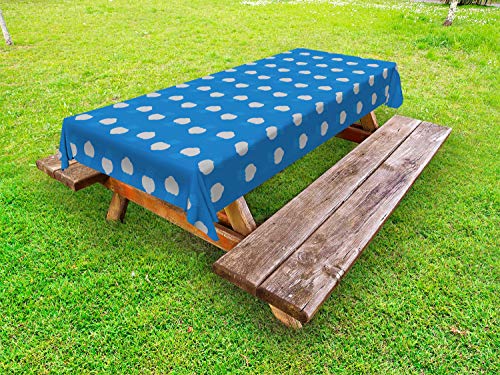ABAKUHAUS Cumulo Tovaglia da Esterno, Ripetitivi Nuvole di pioggie, Tovaglia da Picnic Lavabile Decorativa, 145 cm x 265 cm, Blue Sea e Pale Taupe